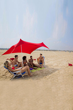 Zelt 2,3 Metre Gölgelik Tente Plaj Şemsiyesi Bahçe Teras Çardak Kamp Piknik Güneşlik Şemsiye Kırmızı
