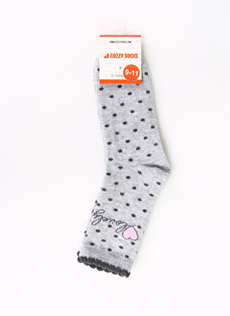 Cozzy Socks Gri Kız Çocuk Soket Çorap COZZY-LOVE-GRİ