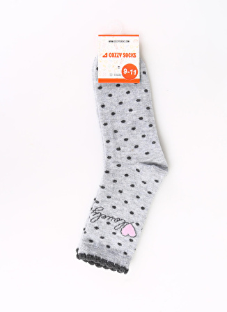 Cozzy Socks Gri Kız Çocuk Soket Çorap COZZY-LOVE-GRİ