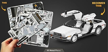 3D Metal Puzzle Bulmaca Geleceğe Dönüş Delorean Zaman Makinesi Araba Modeli Yapı Seti