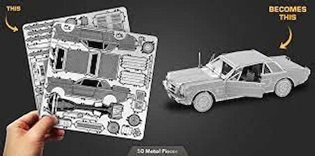 1965 FORD MUSTANG 3D Metal Maket Bulmaca Puzzle modeli kitleri DIY lazer kesim 14+ Yaş 56+ parça
