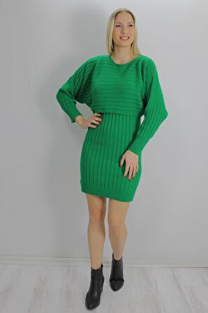 Bolerolu Triko Elbise Takım Yeşil - 1500.220
