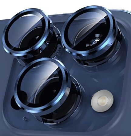 BufaloGlass iPhone 15 Pro/Max Titanium Mavi Premium Lens Koruyucu/ Mineral Camera Protector