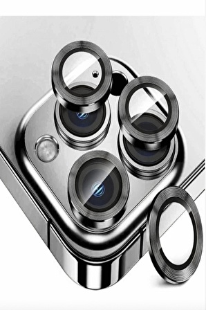 BufaloGlass iPhone 15 Pro/Max Silver Gri Premium Lens Koruyucu/ Mineral Camera Protector