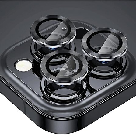 BufaloGlass iPhone 15 Pro/Max Black Premium Siyah Lens Koruyucu/ Mineral Camera Protector