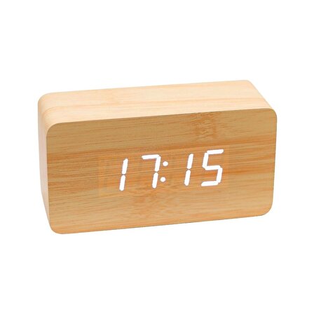 Dijital Çalar Saat Wooden Clock HY009