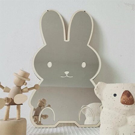 Tavşan Figürlü Çocuk Odası Dekoratif Pleksi Ayna Gülen Yıldız