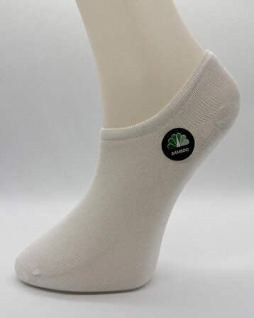 CİHO Socks Premium Erkek Bambu 6 Çift Beyaz Dikişsiz Görünmez Patik Sneaker Çorap