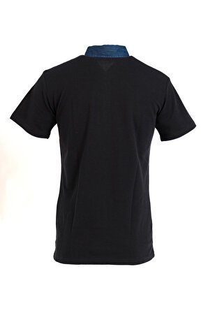 Yaka Düz Erkek  T-shirt 568-Kot LACİVERT