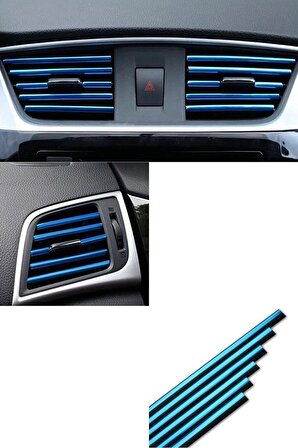 Araç Içi Klima Izgara Hava Çıkış Dekoratif Şeritler Klima Şerit Krom Mavi