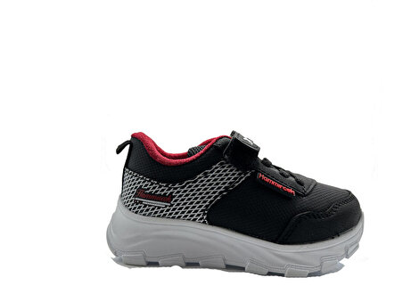 Hammır-cek 0091 Siyah Kırmızı Bantlı Cilt Çocuk Spor Ayakkabı