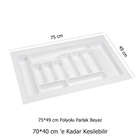 Çekmece İçi Kaşıklık 75 x 49 cm Beyaz Mutfak Çekmece Düzenleyici 