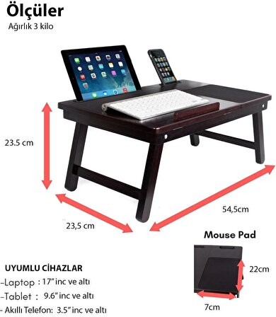 Laptop Standı Yükseltilebilir Ders Çalışma Masası Çocuk Çalışma Sehpası Yatak Sehpası Ders Masası YTS