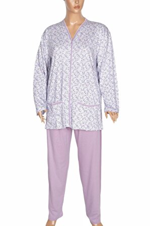 Büyük Beden Önden Düğmeli Anne Pijama Takımı