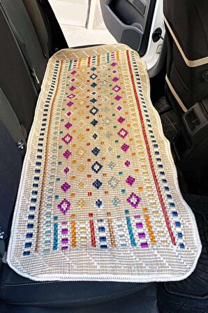 Oto Kılıf Kilim Ön ve Arka Koltuk 3'lü Set Terletmez Beyaz