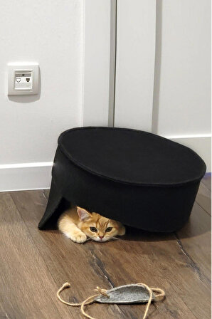 Mia Kedi Yatağı Evcil Hayvan Kedi Minderi Kedi Yuvası Evi Kulübesi Siyah