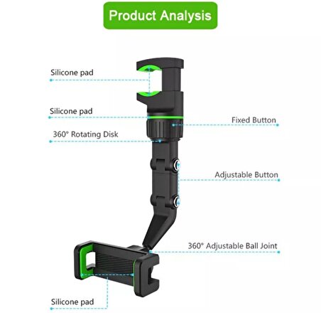 Araç İçi Dikiz Aynası Koltuk Arkası Telefon Tutucu Glrc 11 