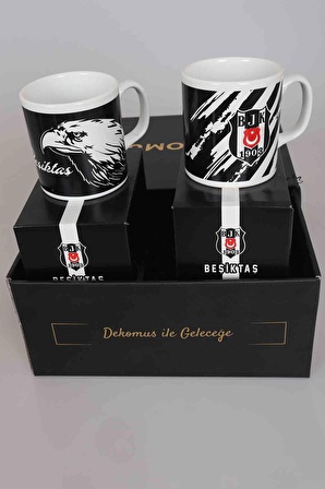 DEKOMUS GIFT BOX ÖZEL KUTULU LİSANSLI 2'Lİ BEŞİKTAŞ KUPA