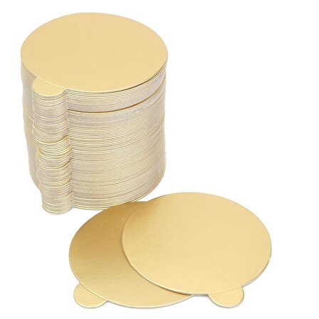 Turta Mendili / Pasta Altlığı Gold -Altın Düz Kenarlı Kalın Yuvarlak 20 cm 10 adet