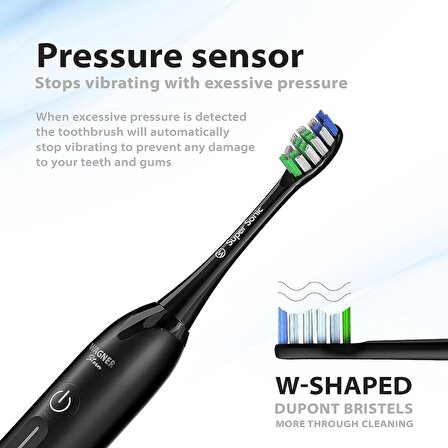 Wagner Stern Basınç Sensörlü Ultrasonik Beyazlatıcı Diş Fırçası - Siyah