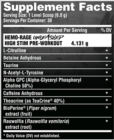 Nutrex Research Hemo Rage Unleashed High Stim PreWorkout