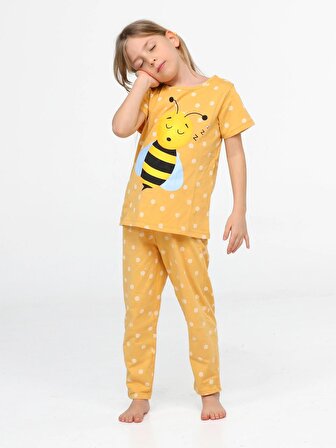 Arı Puanlı Kız Çocuk Pijama Takım