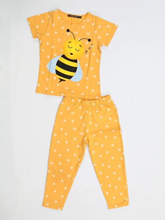 Arı Puanlı Kız Çocuk Pijama Takım