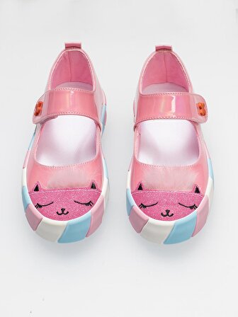Pembe Rugan Simli 3d Kız Babet Sneakers