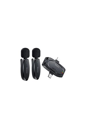 Fuchsia KR15 3in1 Alıcılı Kablosuz Yapay Zeka Gürültü Engelleyicili Çift Yaka Mikrofonu