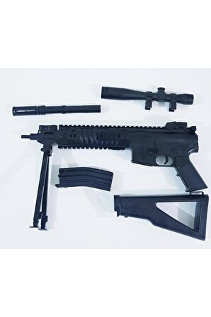 Boncuklu Lazerli Keskin Nişancı Tüfeği Oyuncak Dürbünlü Kanas Silah Beş Paket Boncuk Hediyeli