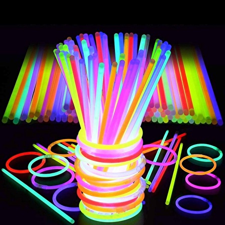 300 PCS NEON STİCK GLOW STİCK 300 ADET NEON IŞIK FOSFORLU BİLEKLİK KOLYE FOSFORLU IŞIK RENKLİ GLOW