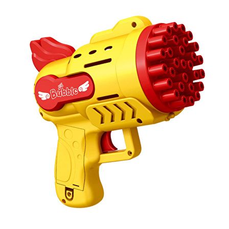 1 PCS YELLOW BUBBLES GUN 29 DELİKLİ ÇOKLU KÖPÜK ATAN TABANCA SARI KÖPÜK TABANCASI 2 SOLİSYON HEDİYE