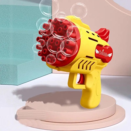 1 PCS YELLOW BUBBLES GUN 29 DELİKLİ ÇOKLU KÖPÜK ATAN TABANCA SARI KÖPÜK TABANCASI 2 SOLİSYON HEDİYE