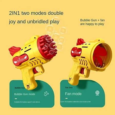 1 PCS YELLOW BUBBLES GUN 29 DELİKLİ ÇOKLU KÖPÜK ATAN TABANCA SARI KÖPÜK TABANCASI 2 SOLİSYON HEDİYE