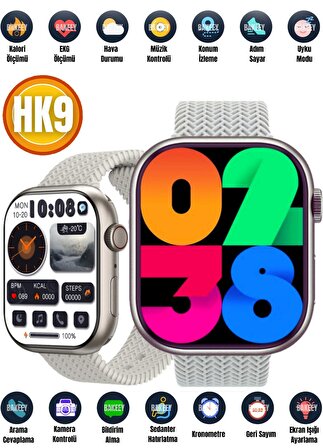 Bakeey Watch 8 HK9 Gümüş Akıllı Saat