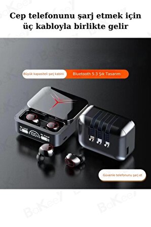 M88 Plus Powerbank Özellikli Göstergeli Hd Mikrofon Kablosuz Bluetooth Kulaklık