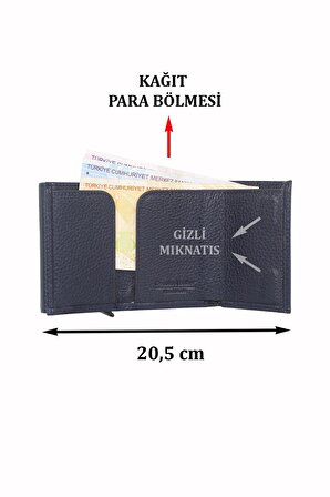 Taba Mekanizmalı Kartlık Unisex Mıknatıslı Kağıt Para Bölmeli