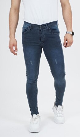 Erkek Koton Kumaş Skinny Fit Likralı Kışlık Kot Pantolon Jean