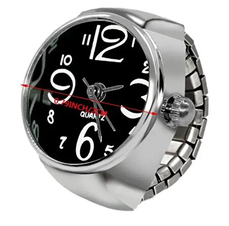 Saat Yüzük Çelik - Yaylı Parmak Kordonlu Yüzük Saat