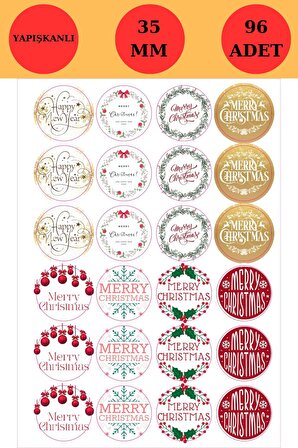 8 Çeşit Yılbaşı Sticker - Yılbaşı Hediye Sticker - Yılbaşı Paketleme - Yılbaşı Süsü -Merry Christmas