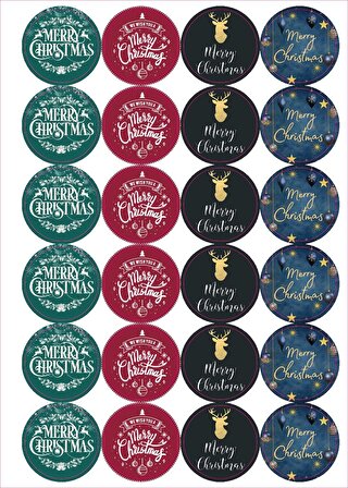 Deer & Merry Christmas Sticker - Yılbaşı Sticker - Yılbaşı Süsü - Paketleme Sticker - Yılbaşı Hediye