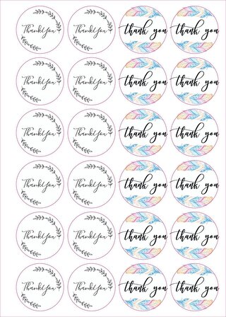 Thank You Flower Sticker - Teşekkür Sticker - Paketleme Sticker - Handmade Sticker