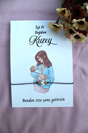 40 Adet Bebek Hediyelik Şans Bilekliği - Mevlid Hediyesi - Yenidoğan Hediye