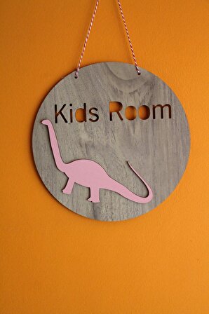 Dekoratif Kids Room Pembe Dinozorlu Lake Çocuk Odası Kapı & Duvar Süsü