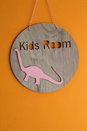 Dekoratif Kids Room Pembe Dinozorlu Lake Çocuk Odası Kapı & Duvar Süsü
