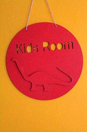 Dekoratif Kids Room Kırmızı Dinozorlu Çocuk Odası Kapı & Duvar Süsü