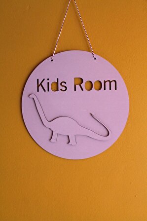Dekoratif Kids Room Pembe Dinozorlu Çocuk Odası Kapı & Duvar Süsü