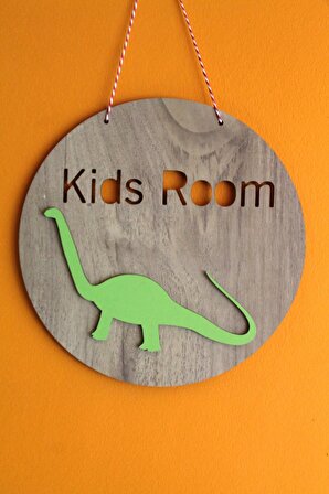 Dekoratif Kids Room Yeşil Dinozorlu Lake Çocuk Odası Kapı & Duvar Süsü