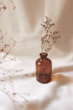Dekoratif Amber Cam Şişe Vazo 10cm