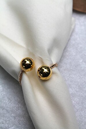12 Adet Gold Bead Metal Halkalı Peçete Yüzüğüxx